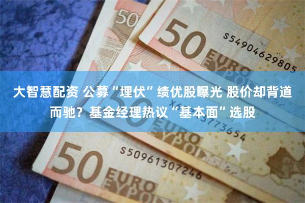 大智慧配资 公募“埋伏”绩优股曝光 股价却背道而驰？基金经理热议“基本面”选股