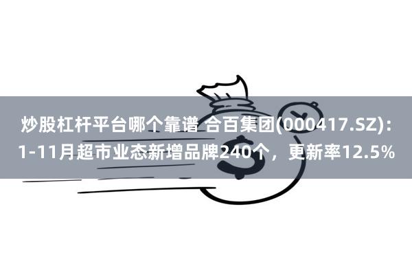 炒股杠杆平台哪个靠谱 合百集团(000417.SZ)：1-11月超市业态新增品牌240个，更新率12.5%