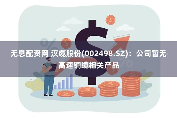 无息配资网 汉缆股份(002498.SZ)：公司暂无高速铜缆相关产品